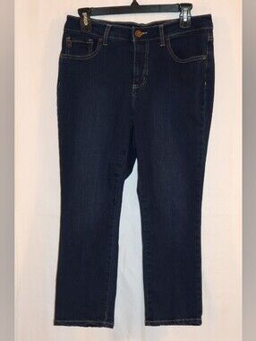 Belle by Kim Gravel Dark Wash Denim Cropped Jeans.